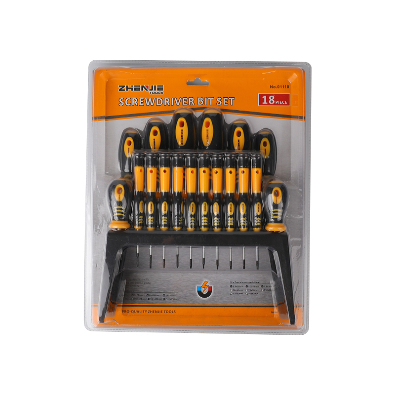 18pcs Plastic Shelf & Double Plastic Packaging Slotted Phillips & Torx Screwdriver Set